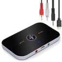 Bezdrátový bluetooth audio adaptér pro příjem i vysílání Bluetooth 5.0 Dosah 10 m Baterie 600 mAh Výdrž cca 8 hodin Dvě zdířky 3,5 mm jack 3