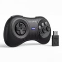 Bezdrátový gamepad 14,7 x 7,4 cm s přijímačem 2,4 GHz a šesti akčními tlačítky černý pro herní konzole Sega Genesis Mini a Mega Drive Mini 4