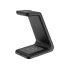 Bezdrôtová nabíjačka Qi 3 v 1 pre iPhone hodinky Apple Watch a slúchadlá AirPods Čierny stojan s celkovým výkonom 10 W Konektor USB-C 3
