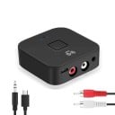 Bezdrôtový bluetooth audio adaptér s NFC pre audiotechniku s jackom 3,5 mm alebo RCA Bluetooth 5.0 Dosah 10 m Čierny plast ABS 6 x 6 x 2 cm 3