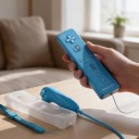 Bezdrôtový ovládač pre Nintendo Wii s nunchukom a funkciou Motion Plus modrý s ochranným puzdrom a pútkom kompatibilný s Wii U a Wii Mini 3