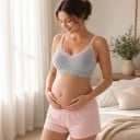 Bezešvá kojicí podprsenka s krajkovým lemováním výstřihu do V a sponami na ramínkách bez kostic se širokým žebrovaným pásem 5