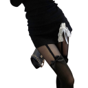 Bezešvé punčochy dámské s mašlí v japonském Lolita stylu, univerzální velikost, jemný nylon, černé, na cosplay, párty i denní nošení 3