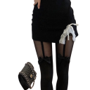 Bezešvé punčochy dámské s mašlí v japonském Lolita stylu, univerzální velikost, jemný nylon, černé, na cosplay, párty i denní nošení 5