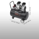 Bezolejový vzduchový kompresor pojízdný 1,32 kW 2 HP nádrž 60 L tlak 125 PSI ocelový černý 720 x 390 x 710 mm do auta a dílny 2