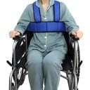 Bezpečnostní pás pro invalidní vozík vesta na podporu trupu proti pádu spodní popruh až 170 cm ramenní až 110 cm prodyšná síťovina modrý 1
