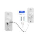 Bezpečnostní zámek s ocelovým lankem 17,3 cm kovový zámek na dveře a okna proti otevření dětská pojistka s klíčem 2