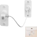 Bezpečnostní zámek s ocelovým lankem 17,3 cm kovový zámek na dveře a okna proti otevření dětská pojistka s klíčem 5