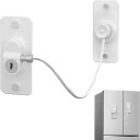 Bezpečnostní zámek s ocelovým lankem 17,3 cm kovový zámek na dveře a okna proti otevření dětská pojistka s klíčem 7