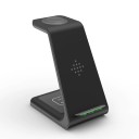 Bezprzewodowa ładowarka Qi 3 w 1 do iPhone, zegarków Apple Watch i słuchawek AirPods Czarny stojak o całkowitej mocy 10 W Złącze USB-C 4