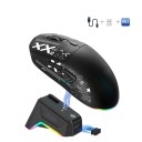 Bezprzewodowa mysz gamingowa z podświetleniem RGB i stacją dokującą, potrójny tryb połączenia Bluetooth 5.3 + USB, do gier i pracy 1