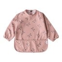 Bib impermeable para niños con mangas largas y estampado de pandas en rosa viejo, delantal para bebés con bolsillo y botón a presión 1