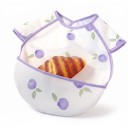Bib infantil con mangas 30 x 25 cm con bolsillo para recoger restos Fondo crema con arándanos morados y hojas Ribete morado 6