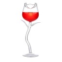 Bicchiere da vino a forma di rosa 100 ml bicchiere decorativo con stelo altezza 22 cm in vetro trasparente bicchiere originale per servire bevande 1