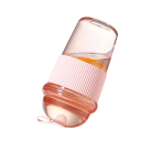 Bicchiere di plastica per bevande con cannuccia e protezione contro le fuoriuscite 430 ml Bottiglia in plastica per bere con anello in silicone adatta per bevande calde 2