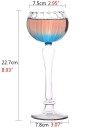 Bicchieri da cocktail con stelo alto, bicchieri decorativi, altezza 22,7 cm, in vetro trasparente, 300 ml, eleganti bicchieri per servire cocktail 2