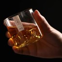 Bicchieri da whiskey 150 ml 7,3 x 6,8 cm Bicchiere giapponese con modello 3D di una montagna all'interno Bicchiere decorativo in vetro per whiskey, bourbon, liquori 3