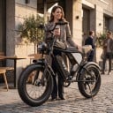 Bicicletă electrică de teren Fat bike Motor 250 W Baterie 48 V 15,6 Ah Cu suspensie completă Shimano 7 viteze Anvelope 20 x 4 inch Neagră Pentru teren 5