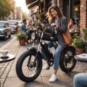 Bicicletă electrică de teren Fat bike Motor 250 W Baterie 48 V 20 Ah Frâne cu disc hidraulice Shimano 7 viteze Complet suspendată Neagră Pentru teren 5