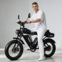 Bicicletă electrică de teren Fat bike Motor 250 W Baterie 48 V 20 Ah Oglinzi și semnalizatoare Frâne hidraulice Shimano 7 viteze Neagră Pentru teren 2
