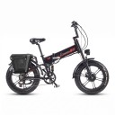 Bicicleta eléctrica dobrável RANDRIDE YX20M-2 Motor 2000 W Bateria 48 V 20 Ah Fat bike 20 x 4 polegadas Totalmente suspensa Preto-vermelha Para todo 2