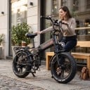 Bicicleta eléctrica plegable RANDRIDE YX20M-2 Motor 2000 W Batería 48 V 20 Ah Fat bike 20 x 4 pulgadas Totalmente suspendida Negro-rojo Para terreno 6