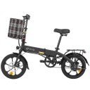 Bicicleta elétrica dobrável para adultos 250W 36V 7,5Ah Dois assentos Pneus de 16" Autonomia 40 km Cesto dianteiro Bicicleta elétrica urbana Max. 25 km/h 3