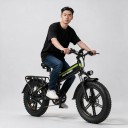 Bicicletta elettrica pieghevole DEEPOWER H20Pro Motore 110 Nm Batteria LG 48 V 25 Ah 7 velocità Fat bike Autonomia 70–80 km Nero-verde Per il terreno 4