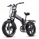 Bicicletta elettrica pieghevole RANDRIDE YX20M-2 Motore 2000 W Batteria 48 V 20 Ah Fat bike 20 x 4 pollici Completamente ammortizzata Nero-rosso Per 3