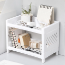 Biely plastový organizér 23 x 15 x 15 cm Úložný box so 2 poličkami z PP Viacúčelový stojan na kozmetiku, kuchyňu alebo kúpeľňu 2