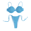 Bikini de damă cu cupe în formă de scoică și efect push-up. Chiloți cu croi înalt. Ideal pentru plaja si vacanta de vara. 4