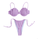 Bikini de damă cu cupe în formă de scoică și efect push-up. Chiloți cu croi înalt. Ideal pentru plaja si vacanta de vara. 5