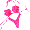 Bikini de damă cu top floral 3D și chiloți tanga Costum de baie legat cu flori pentru un aspect elegant pe plajă sau lângă piscină 8