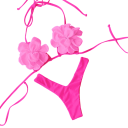 Bikini de damă cu top floral 3D și chiloți tanga Costum de baie legat cu flori pentru un aspect elegant pe plajă sau lângă piscină 4