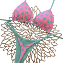 Bikini de dos piezas para mujer con estampado alegre, sujetador triangular, tanga, bragas finas, traje de baño colorido de verano para playa y tomar el sol. 2