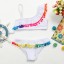 Bikini de fată cu bile colorate - Alb 1
