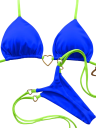 Bikini de tanga con top de triángulo y corazón de metal Bañador minimalista para mujer con lazos de encaje Conjunto de playa sexy 4