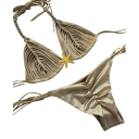 Bikini deux pièces pour femmes avec franges et étoile de mer Top triangulaire avec lien et culotte tanga à nouer Maillots de bain d'été 5