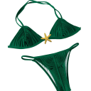 Bikini deux pièces pour femmes avec franges et étoile de mer Top triangulaire avec lien et culotte tanga à nouer Maillots de bain d'été 10