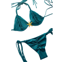 Bikini din două piese pentru damă, cu ciucuri și model de stea, top triunghi și chiloți tanga cu șnur Costume de baie de vară 5