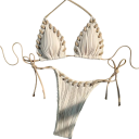 Bikini din două piese pentru femei, sutien triunghi, tanga, chiloți, cu șnur, costum de baie de vară, pentru plajă, cu șireturi 3
