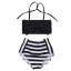 Bikini modern pentru fete cu o panglică - alb-negru 2