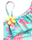 Bikini pentru fetițe cu flori, cu un umăr și fustă 2