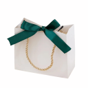 Bílá papírová dárková taška s barevnou mašlí 10,5x8,3x7,2 cm provázkové ucho pevný tvar balení dárků drobností 4