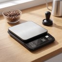 Bilancia da cucina digitale impermeabile con display LCD, 5 kg / 0,1 g, acciaio inossidabile, alimentata da batterie AAA, nero-argento, per la cottura e la cucina 5