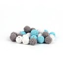 Bile de bumbac croșetate 16 mm Set 30 buc cu orificiu pentru înșirare Bile din bumbac și lemn pentru distracția copiilor 3