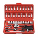 Bilreparationsverktygssats 46 delar 1/4&quot; hylsor, insexnycklar, hylsnycklar med fodral 23 x 12 x 4 cm kompakt servicesats 1