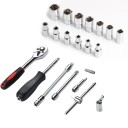 Bilreparationsverktygssats 46 delar 1/4&quot; hylsor, insexnycklar, hylsnycklar med fodral 23 x 12 x 4 cm kompakt servicesats 3