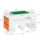 Bílý dětský stůl se dvěma stoličkami 87 x 50 x 50 cm s otočnou deskou na stavebnice úložnou přihrádkou a čtyřmi textilními krabicemi 4