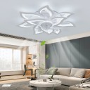 Bílý stropní ventilátor s LED osvětlením a dálkovým ovládáním, 6 rychlostí, 77x16 cm, akrylový květinový design, do obývacího pokoje 2